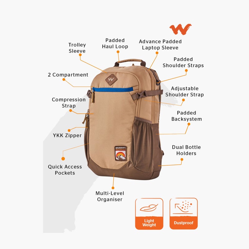 Wildcraft Cargo Pack 30 Plus Backpack-Khaki - Image 2